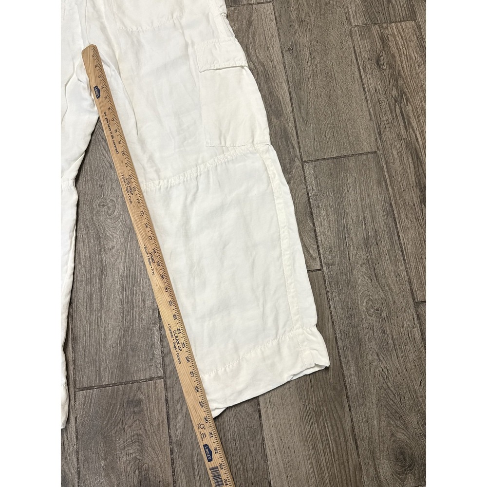 Vince Cargo Pants Womens 10 White Linen Blend Utility Relaxed Fit Pocket Casual - Picture 8 of 8